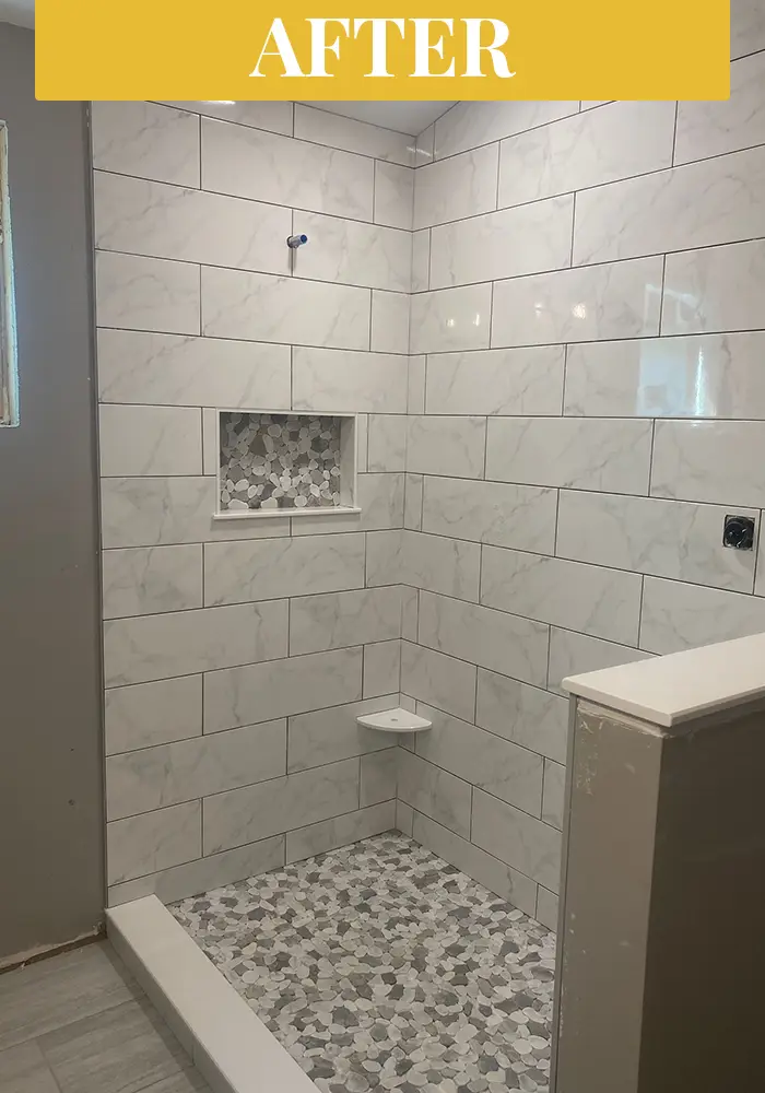 Shower tile cleaned and refreshed by Tiles by Fox