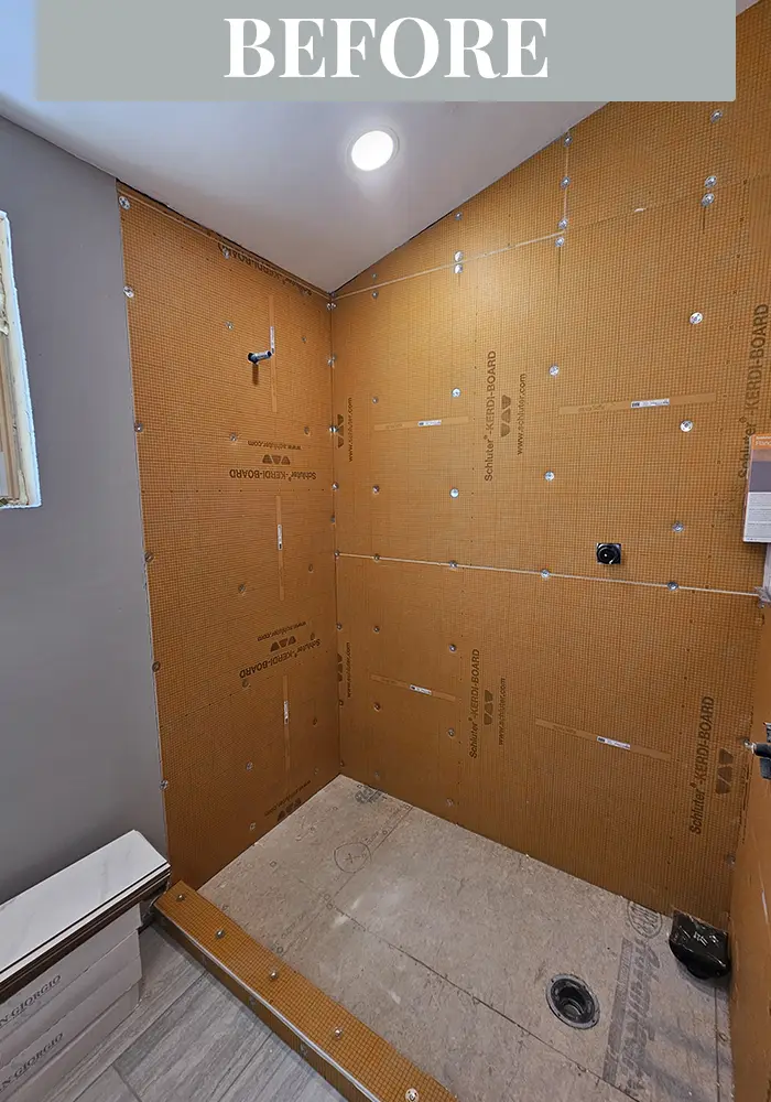 Shower preparation before the finished tile installation